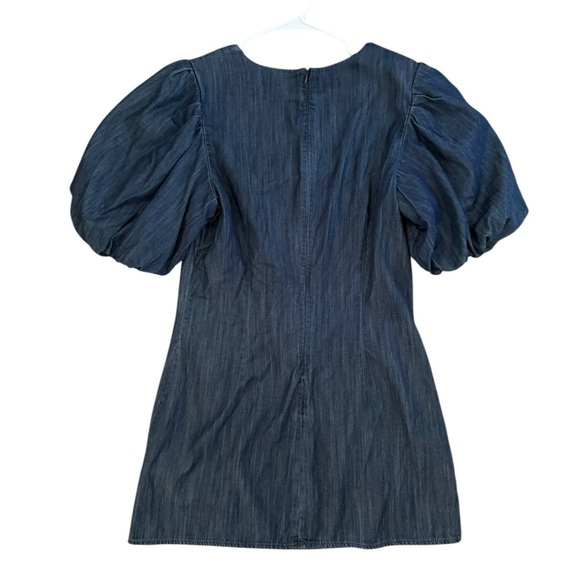 FRAME Nina Puff Sleeve Denim Minidress In Gorham Size L  Puff Sleeve Size L $428 - Picture 3 of 9